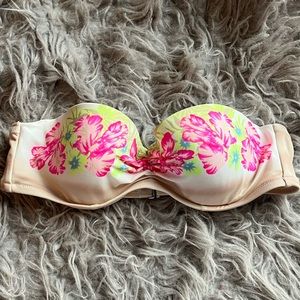 VS floral tropical strapless bandeau bikini top 36A